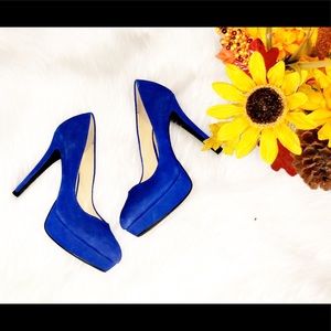 GIANNI BINI Blue Suede Platform Heels